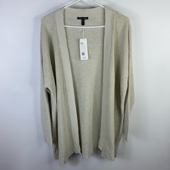Eileen Fisher Sweaters - Eileen Fisher Women’s Open V Neck Cardigan Bone Long Sleeve Sweater Size L $248